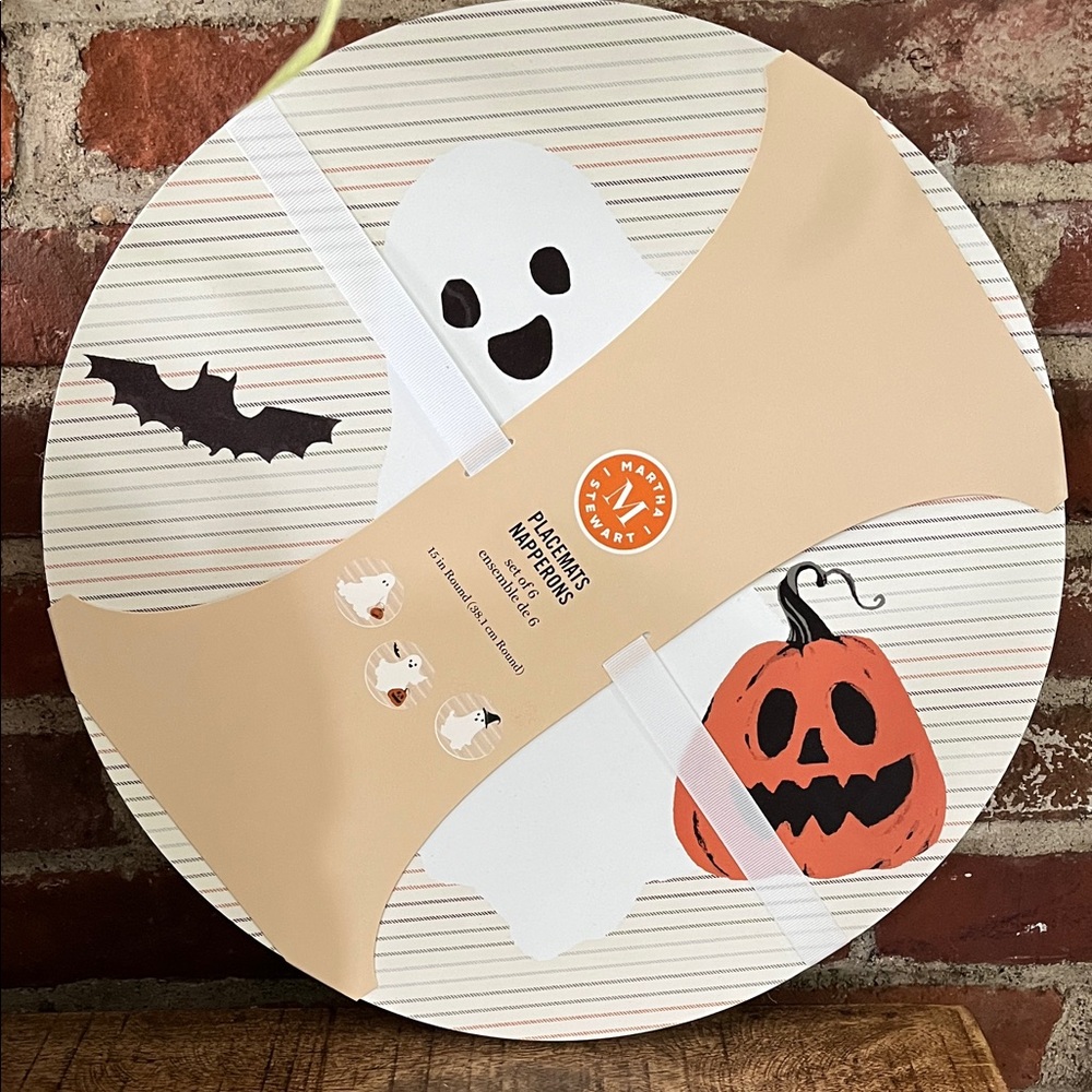 Martha Stewart Halloween Placemat Set - Orange, Black, White